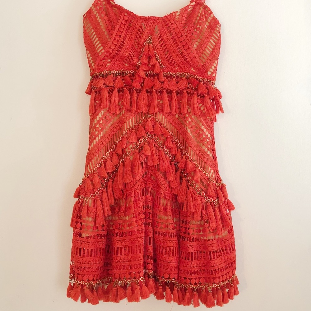 Stunning THURLEY  orange tassel fringe dress